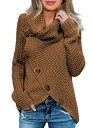 Asvivid Chunky Cowl Neck Sweaters for Women Spring Long Sleeve Asymmetrical レディース