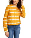 Rebellious One Juniors' Striped Tie-Dye Long-Sleeved T-Shirt Yellow Size XS レディース