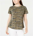 Ultra Flirt Junior's Camo Printed Pocket T-Shirt Green Size M レディース