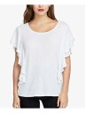 レイチェルロイ RACHEL ROY Womens White Ruffled Short Sleeve Scoop Neck Top XXL レディース