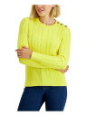 CHARTER CLUB Womens Yellow Button Shoulder Cable Knit Long Sleeve Sweater M レディース