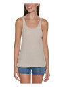 カルバンクライン CALVIN KLEIN JEANS Womens Beige Ribbed Sleeveless Scoop Neck Tank Top S レディース