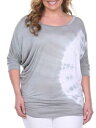 WHITE MARK Womens Gray Tie Dye Dolman Sleeve Boat Neck Tunic Top Plus 2XL レディース