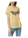 FRAYED JEANS JEANS Womens Yellow Curved Hem Rolled Cuffs Short Sleeve Crew Neck T-Shirt S レディース