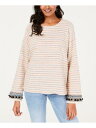 STYLE & COMPANY Womens Pink Striped Long Sleeve Scoop Neck Top Size: XS レディース