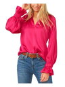 ヴィンス VINCE CAMUTO Womens Pink Smocked Ruffled Long Sleeve Split Blouse S レディース