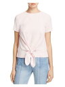 DYLAN GRAY Womens Pink Tied Front Short Sleeve Jewel Neck T-Shirt XS レディース