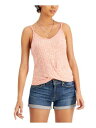 CRAVE FAME Womens Coral Twist-hem Camisole Spaghetti Strap V Neck Top Juniors XL レディース