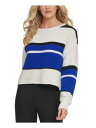 ディーケーエヌワイ DKNY Womens White Ribbed Pull Over Styling Long Sleeve Scoop Neck Sweater XL レディース