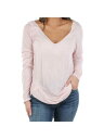 ゲス GUESS Womens Pink Silk Ribbed Dropped Shoulder Long Sleeve V Neck Top XS レディース