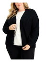 ALFANI Womens Black Knit Cardigan Cuffed Sleeve Open Front Sweater Plus 0X レディース