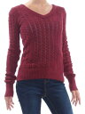 ARIZONA Womens Maroon Knit Long Sleeve V Neck Sweater Size: XS レディース