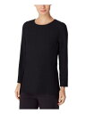 アンクライン ANNE KLEIN Womens Black Blouse Long Sleeve Round Neck Wear To Work Peplum Top 10 レディース