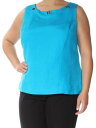 KASPER Womens Blue Eyelet Sleeveless Jewel Neck Top Plus Size: 18W レディース