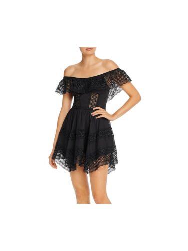 CHARO RUIZ IBIZA Womens Black Pullover Handkerchief Hem Mini Dress L ǥ