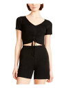 メデン MADDEN GIRL Womens Black Crop Top Top and Shorts Knit Pajamas Juniors L レディース