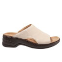 gb^[Y Trotters Nara T2013-126 Womens Beige Wide Leather Slides Sandals Shoes fB[X
