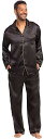 Alexander Del Rossa Mens Button Down Pajama Set with Sleep Mask Long Silky Pjs Y