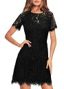 MSLG Little Black Dress Lace Floral for Women Vintage Special Occasions Juniors レディース