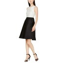 Calvin Klein JoNC CALVIN KLEIN NEW Women's Cream Black Colorblock Studded A-Line Dress 6 TEDO fB[X