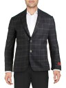 Ul Zanella Men's Wool Blend Plaid Two Button Blazer Navy/Grey strip Size 24R Y