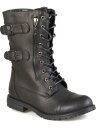 Wl RNV JOURNEE COLLECTION Womens Black Lace Up Cedes Block Heel Combat Boots 7.5 M fB[X