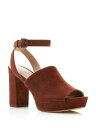 BA Xs[K VIA SPIGA Womens Brown Adjustable Julee Peep Toe Block Heel Leather Sandals 8 M fB[X