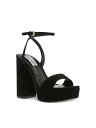 メデン STEVE MADDEN Womens Black 1 Inch Platform Lessa Leather Heels Shoes 9.5 M レディース