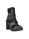 QX GUESS Womens Black Logo Lug Sole Tadbit Round Toe Block Heel Heeled Boots 7 M fB[X