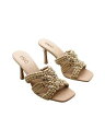 INC Womens Beige Woven Benda Square Toe Stiletto Slip On Heeled Sandal 7 M fB[X