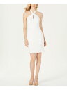 ADRIANNA PAPELL Womens White Sleeveless Short Sheath Cocktail Dress Size: 4 fB[X