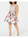 CITY STUDIO Womens White Floral Knee Length Party A-Line Skirt Plus 24W fB[X