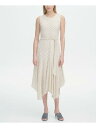 カルバンクライン CALVIN KLEIN Womens Beige Striped Sleeveless Crew Neck Midi A-Line Dress XL レディース