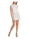 1. STATE Womens White Mock Neck Tiered Smocked Flutter Sleeve Mini Dress XL fB[X