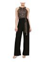 SLNY Womens Black Glitter Belted Zippered Halter Party Wide Leg Jumpsuit 14 レディース