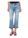 EARNEST SEWN NEW YORK Womens Blue Button Closure Cropped Boot Cut Jeans 34 fB[X