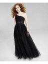 BLONDIE NITES Womens Black Applique Bodice Lined Formal Dress Juniors 1 レディース