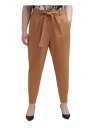 JoNC CALVIN KLEIN Womens Brown Belted Mid Rise Ankle-length Pants Plus 24W fB[X