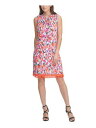 ディーケーエヌワイ DKNY Womens Orange Tie Hem High Neck Sleeveless Above The Knee Sheath Dress 14 レディース