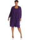 SLNY Womens Purple Open Front Jacket Sleeveless Formal Shift Dress Plus 14W レディース