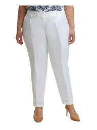 カルバンクライン CALVIN KLEIN Womens White Mid Rise Slim Leg Front-crease Cuffed Pants Plus 24W レディース