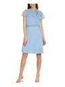 ADRIANNA PAPELL Womens Light Blue Short Sleeve Formal Sheath Dress 2 fB[X