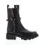A.S.98 Hallsey A54202-101 Womens Black Leather Hook & Loop Mid Calf Boots 6 レディース
