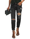 Vetinee Womens Black High Rise Destroyed Boyfriend Tapered Jeans Ripped- XXL ǥ