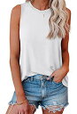 Aiopr Womens Summer Tank Tops Casual Crewneck Sleeveless T Shirts Graphic Loose レディース