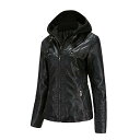 Tagoo Faux Leather Jacket Women Motorcycle Coat for Biker with Removable Hood レディース