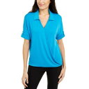 Alfani ファッション トップス ALFANI NEW Women's Turquoise Collared Surplice Knit Blouse Shirt Top TEDO カラー:Wild Turquoise■ご注文の際は、必...