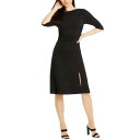 Elie Tahari エリータハリ ELIE TAHARI NEW Women's Black Ruched-side Mixed Media Slit A-Line Dress 4 TEDO レディース