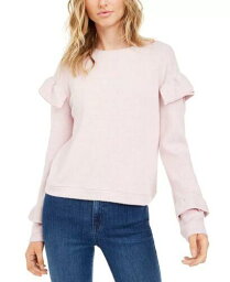 Leyden Women's Ruffle Sleeve Sweatshirt Pink Size Large レディース