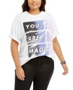 マイティファイン Mighty Fine Women's Trendy Cotton You Are Magic Boyfriend T-Shirt White Size 3X レディース